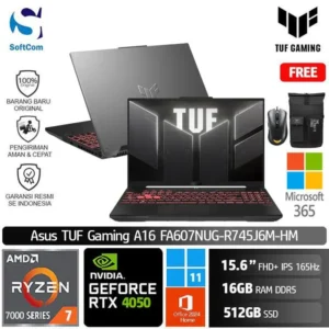 Asus TUF Gaming A16 FA607NUG-R745J6M-HM/Ryzen 7-7445HS/16GB/512GB SSD/GeForce RTX 4050 6GB/16" FHD+ WUXGA/Win 11 Home + OHM 2024 + M365-Mecha Gray