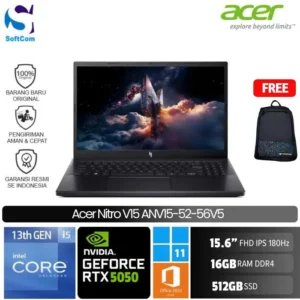 Acer Nitro V 15 ANV15-52-56V5/Intel Core i5-13420H/16GB/512GB SSD/GeForce RTX 5050 8GB/15.6" FHD 180Hz/Win 11 Home+OHM 2024+M365/Obsidian Black