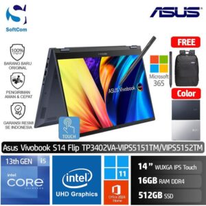 Asus Vivobook S14 Flip TP3402VA VIPS5151TM VIPS5152TM/Intel Core i5-13420H/16GB/512GB SSD/14" WUXGA Touch/Win 11 Home + OHM 2024 + M365