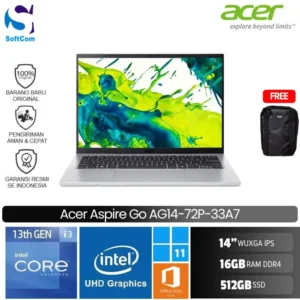 Acer Aspire Go 14 AG14-72P-33A7/Intel Core i3-1315U/16GB/512GB SSD/14" WUXGA IPS/Win 11 Home+OHM 2024+M365/Pure Silver
