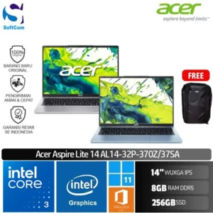 Acer Aspire Lite 14 AL14-32P-370Z 37SA /Intel Core 3-N355/8GB/256GB SSD/14" WUXGA IPS/Win 11 Home+OHM 2024+M365 [AL14-32P-370Z | AL14-32P-37SA]