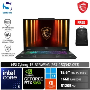 MSI Cyborg 15 B2RWFKG (9S7-15Q342-053)/Core 5-210H/16GB/512GB SSD/GeForce RTX 5050 8GB/15.6" FHD 144Hz/Win 11 Home+OHM 2024/Translucent Black
