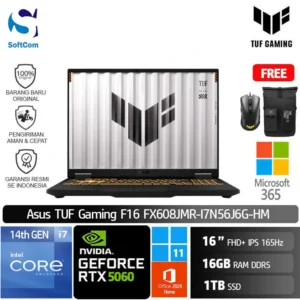 Asus TUF Gaming F16 FX608JMR-I7N56J6G-HM/Intel Core i7-14650HX/16GB/1TB SSD/GeForce RTX 5060 8GB/16" FHD+ WUXGA /Win 11 Home + OHM 2024 + M365-Jaeger Grey