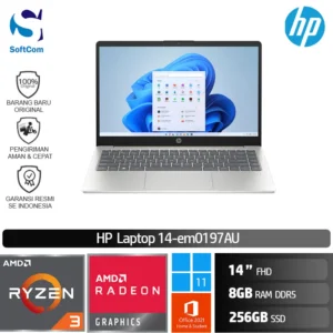 HP 14-em0197AU /AMD Ryzen 3-7320U/8GB/256GB SSD/14″ FHD/Win 11 Home+OHS 2021/ Silver