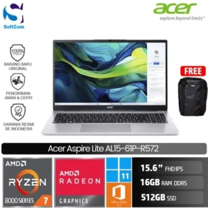 Acer Aspire Lite 15 AI AL15-61P-R572/Ryzen 7-8840HS/16GB/512GB SSD/15.6" FHD IPS/Win 11 Home + OHS 2024 + M365/ Light Silver