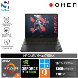HP Omen 16-ap0196AX/Ryzen AI 9-365/32GB/1TB SSD/GeForce RTX 5060 8GB/16" 2K/Win 11 Home+OHM 2024/Shadow Black