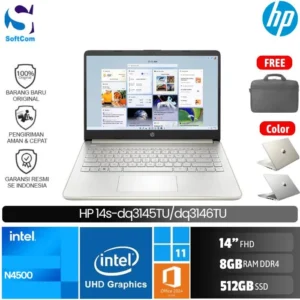 HP 14s dq3145TU dq3146TU/N4500/8GB/512GB SSD/14″ FHD/Win 11 Home+OHM 2024+M365 [14s- dq3145TU | 14s-dq3146TU]