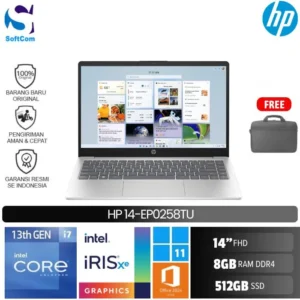 HP 14-ep0258TU /Core i7-1355U/8GB/512GB SSD/14″ FHD IPS/Win 11 Home+OHM 2024/Silver