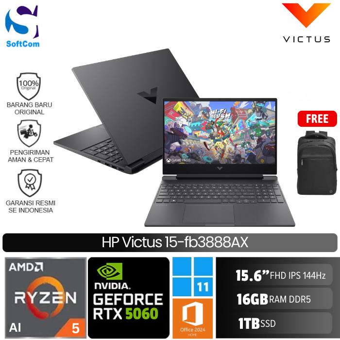 HP Victus 15 fb3888AX/Ryzen AI 5-340/16GB/1TB SSD/GeForce RTX 5060 8GB/15.6" FHD IPS/Win 11 Home+OHM 2024+M365/Mica Silver