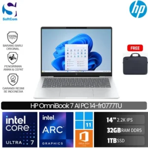 HP OmniBook 7 AI PC 14-fr0777TU/Intel Core Ultra 7 255H/32GB/1TB SSD/14″ 2.2K IPS/Win 11 Home+OHM 2024+M365/Silver