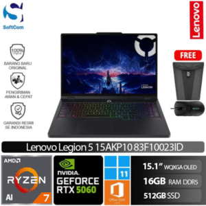 Lenovo Legion 5 15AKP10 83F10023ID/AMD Ryzen AI 7-350/16GB/512GB SSD/GeForce RTX 5060 8GB/15.1" WQXGA OLED/Win 11 Home + OHM 2024 + M365