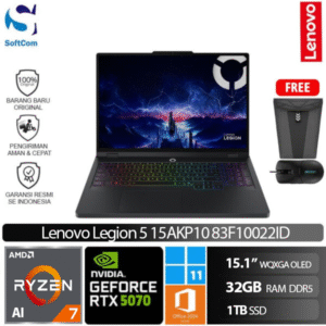 Lenovo Legion 5 15AKP10 83F10022ID/AMD Ryzen AI 7-350/32GB/1TB SSD/GeForce RTX 5070 8GB/15.1" WQXGA OLED/Win 11 Home + OHM 2024 + M365/Eclipse Black