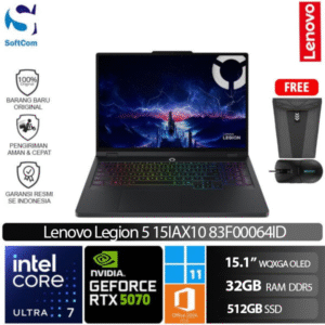 Lenovo Legion 5 15IAX10 83F00064ID/Intel Core Ultra 7-255HX/32GB/512GB SSD/GeForce RTX 5070 8GB/15.1" WQXGA OLED/Win 11 Home + OHM 2024 + M365