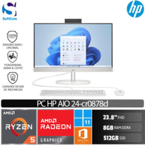 PC HP AIO 24-cr0878d/AMD Ryzen 5-7520U/8GB/512GB SSD/23.8" FHD/Win 11 Home+OHM 2024+M365/White