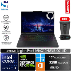 Lenovo Legion Pro 5 16IAX10H 83LU001LID/Intel Core Ultra 9-275HX/32GB/1TB SSD/GeForce RTX 5070 Ti 12GB/16" WQXGA OLED/Win 11 Home+OHM 2024+M365
