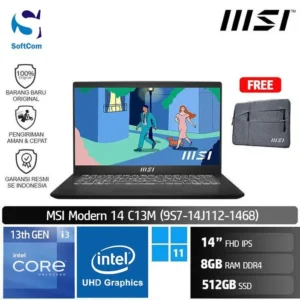 MSI Modern 14 C13M (9S7-14J112-1468) /Core i3-1315U/8GB/512GB SSD/14" FHD IPS/Win 11 Home/Classic Black