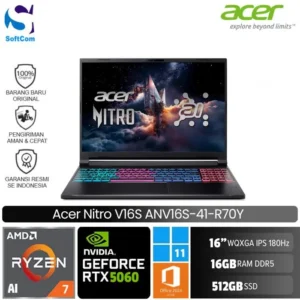 Acer Nitro V16S ANV16S-41-R70Y/Ryzen 7-260/16GB/512GB SSD/GeForce RTX 5060 8GB/16"WQXGA 180Hz/Win 11 Home + OHM 2024 + M365