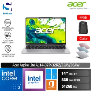 Acer Aspire Lite AL14 37P 32RZ 32AV 36AW/Intel Core 3-N355/8GB/512GB SSD/14" FHD/Win 11 Home + OHM 2024 + M365