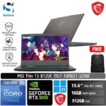 MSI Thin 15 B12UC (9S7-16R831-3298) /Core i7-12650H/16GB/512GB SSD/GeForce RTX 3050 4GB/15.6" FHD 144Hz/Win 11 Home/Cosmos Gray