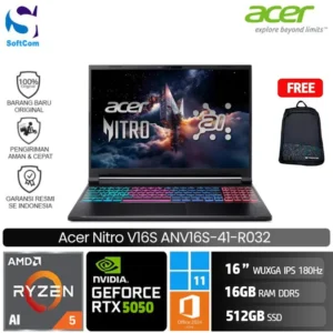 Acer Nitro V 16S ANV16S-41-R032/Ryzen 5-240/16GB/512GB SSD/GeForce RTX 5050 8GB/16" WUXGA 180Hz/Win 11 Home+OHM 2024+M365/Black