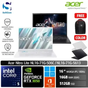 Acer Nitro Lite NL16-71G-506C 5631/Intel Core 5 210H/16GB/512GB SSD/GeForce RTX 3050 6GB/16"WUXGA/Win 11 Home+ OHM 2024 + M365