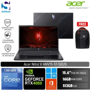 Acer Nitro V 15 ANV15-51-50U5/Intel Core i5-13420H/16GB/512GB SSD/GeForce RTX 4050 6GB/15.6"FHD 180Hz/Win 11 Home + OHM 2024 + M365