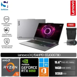 Lenovo LOQ 15AHP10 83JG0073ID/Ryzen 5-220/16GB/512GB SSD/GeForce RTX 5050 8GB/15.6″ FHD 144Hz/Win 11 Home+OHS 2021/Luna Grey