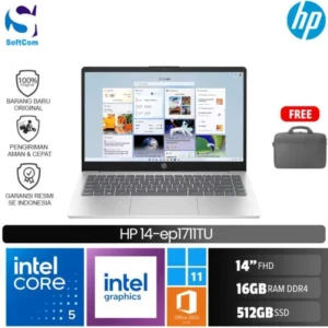 HP Laptop 14-ep1711TU/Intel Core 5 120U/16GB/512GB SSD/14″ FHD/Win 11 Home+OHM 2024+M365/Silver
