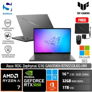 Asus ROG Zephyrus G16 GA605KH R7N55OL6G HM/Ryzen AI 7 350/32GB/1TB SSD/GeForce RTX 5050 8GB/16" 2.5K 240Hz/Win 11 Home+OHM 2024+M365/Eclipse Gray