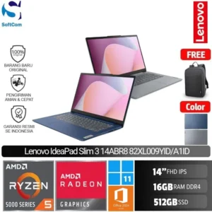 Lenovo IdeaPad Slim 3 14ABR8 9YID A1ID/Ryzen 5-5625U/16GB/512GB SSD/14" FHD/Win 11 Home + OHM 2024 + M365/[82XL009YID | 82XL00A1ID]