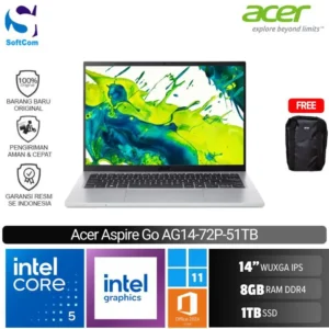 Acer Aspire Go 14 AG14-72P-51TB/Intel Core 5-120U/8GB/1TB SSD/14" WUXGA IPS/Win 11 Home+OHM 2024+M365/Pure Silver