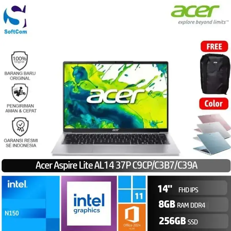 Acer Aspire Lite AL14 37P C9CP C3B7 C39A/Intel N150/8GB/256GB SSD/14" FHD IPS/Win 11 Home+OHM 2024+M365 [ AL14-37P-C9CP | AL14-37P-C3B7 | AL14-37P-C39A ]