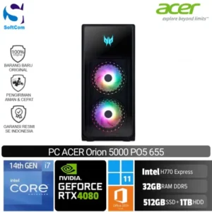 PC Acer Orion 5000 PO5-655 /Core i7-14700/32GB/512GB SSD+1TB HDD/GeForce RTX 4080 SUPER 12GB/Win 11 Home+OHM/Black