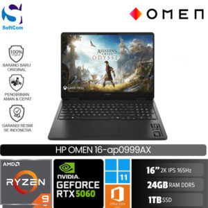 HP Omen 16-ap0999AX/Ryzen 9-8940HX/24GB/1TB SSD/GeForce RTX 5060 8GB/16" 2K/Win 11 Home+OHM 2024/Shadow Black