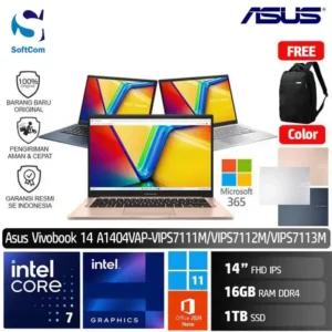 Asus Vivobook 14 A1404VAP VIPS7111M VIPS7112M VIPS7113M/Intel Core 7-150U/16GB/1TB SSD/14" FHD IPS/Win 11 Home+OHM 2024+M365