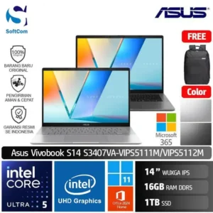Asus Vivobook S14 S3407VA VIPS5111M VIPS5112M/Intel Core Ultra 5-210H/16GB/1TB SSD/14" WUXGA/Win 11 Home + OHM 2024 + M365