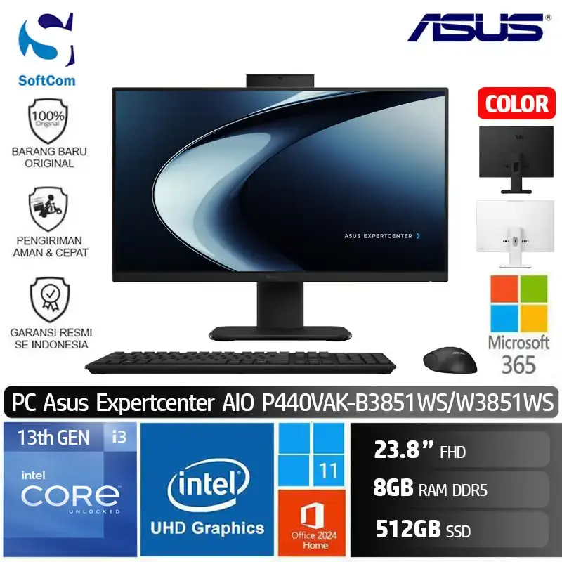 PC Asus AIO P440VAK B3851WS W3851WS/Intel Core i3-1315U/8GB/512GB SSD/23.8" FHD/Win 11 Home + OHM 2024 + M365
