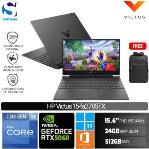 HP Victus 15 fa2785TX/Core i7-13620H/24GB/512GB SSD/GeForce RTX 5060 8GB/15.6″ FHD 144Hz/Win 11 Home+OHM 2024+M365/Mica Silver