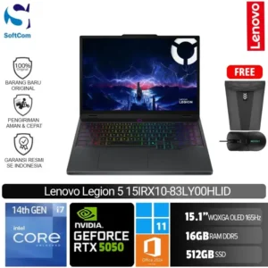 Lenovo Legion 5 15IRX10 83LY00HLID/Intel Core i7-14700HX/16GB/512GB SSD/GeForce RTX 5050 8GB/15.1"WQXGA 165Hz/Win 11 Home + OHM 2024 +M365/Eclipse Black