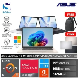 Asus Vivobook 14 M1407KA VIPS5154M VIPS5155M VIPS5156M/Ryzen AI 5 330/16GB/512GB SSD/14" WUXGA/Win 11 Home+OHM 2024+M365
