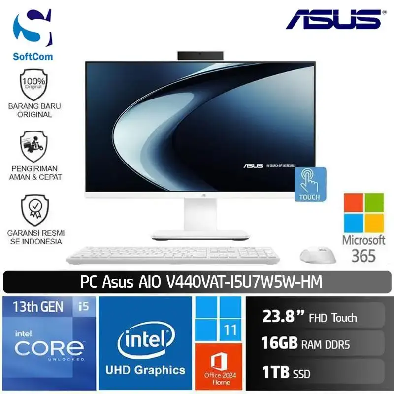 PC Asus AIO V400 V440VAT-I5U7W5W-HM/Intel Core i5-13420H/16GB/1TB SSD/23.8" FHD Touch/Win 11 Home + OHM 2024 + M365/White