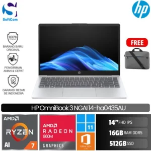 HP OmniBook  3 Next Gen AI 14-ha0435AU/Ryzen AI 7-350/16GB/512 GB SSD/14" FHD IPS/Win 11 Home+OHM 2024+M365/ Glacier Silver