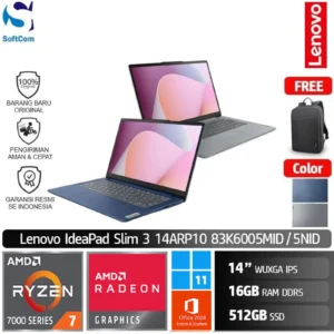Lenovo IdeaPad Slim 3 14ARP10 5MID 5NID/Ryzen 7-7735HS/16GB/512GB SSD/14" WUXGA/Win 11 Home + OHM 2024 + M365/[83K6005MID | 83K6005NID]
