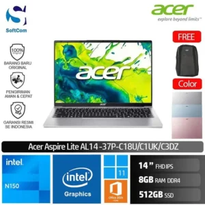 Acer Aspire Lite AL14 37P C1UK C18U C3DZ/Intel N150/8GB/512GB SSD/14" FHD/Win 11 Home + OHM 2024 + M365 [ AL14-37P-C1UK | AL14-37P-C18U | AL14-37P-C3DZ ]