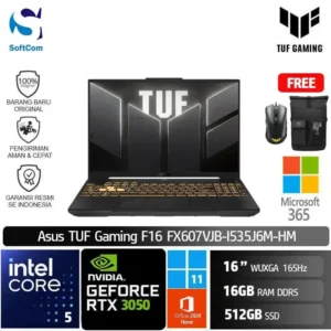 Asus TUF Gaming F16 FX607VJB I535J6M HM/Intel Core 5 -210H/16GB/512GB/GeForce RTX 3050 6GB/16" WUXGA /Win 11 Home + OHM 2024 + M365/Mecha Grey