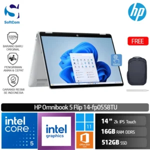 HP OmniBook 5 Flip 14 fp0558TU/Core 5 150U/16GB/512 GB SSD/14″ 2K Touch/Win 11 Home+OHM 2024/Silver