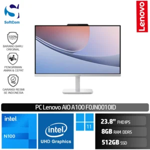 PC Lenovo AIO A100 F0JN0010ID/Intel N100/8GB/512GB SSD/23.8" FHD IPS/Win 11 Home/Cloud Grey