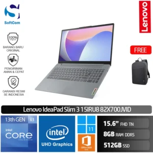 Lenovo IdeaPad Slim 3 15IRU8 82X700JVID/Intel Core i3-1315U/8GB/512GB SSD/15.6" FHD TN/Win 11 Home + OHM 2024 + M365/ Artic Grey