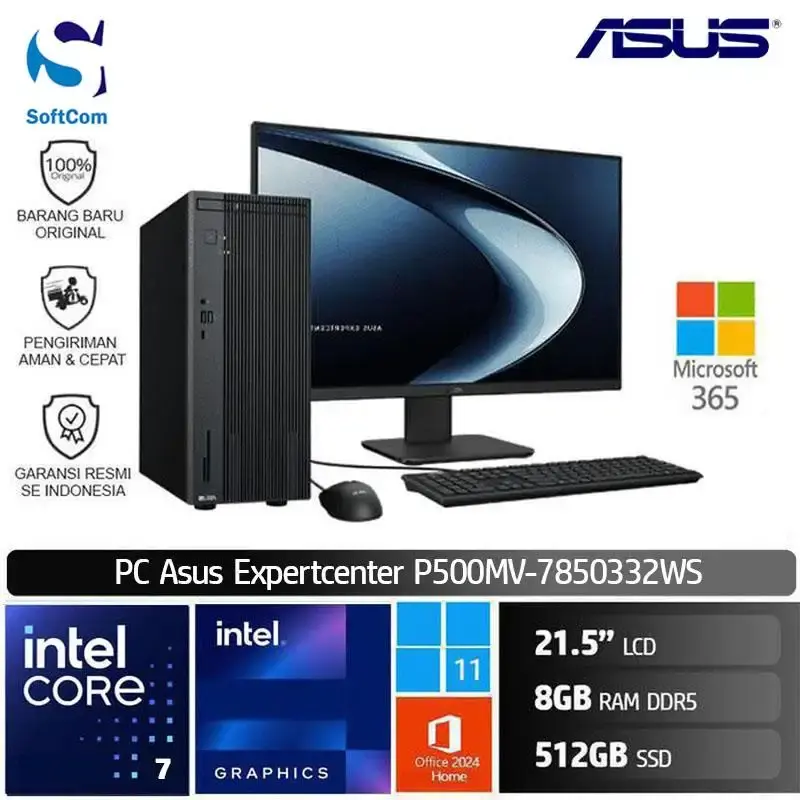 PC Asus Expertcenter P500MV 7850332WS/Intel Core 7-240H/8GB/512GB SSD/21.5"/Win 11 Home + OHM 2024 + M365/ Grey