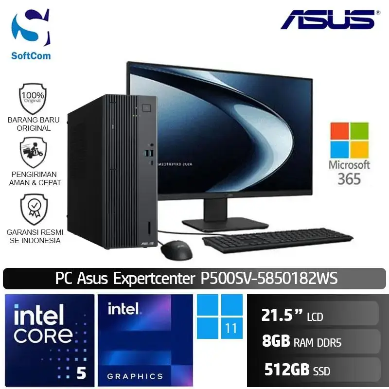 PC Asus Expertcenter P500SV 5850182WS/Intel Core 5-210H/8GB/512GB SSD/21.5"/Win 11 Home + M365/ Grey